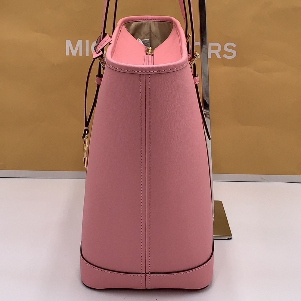 MICHAEL KORS Jet Set Travel Lg Top Zip Shoulder Tote Saffiano Leather Carnation - Picture 9 of 15